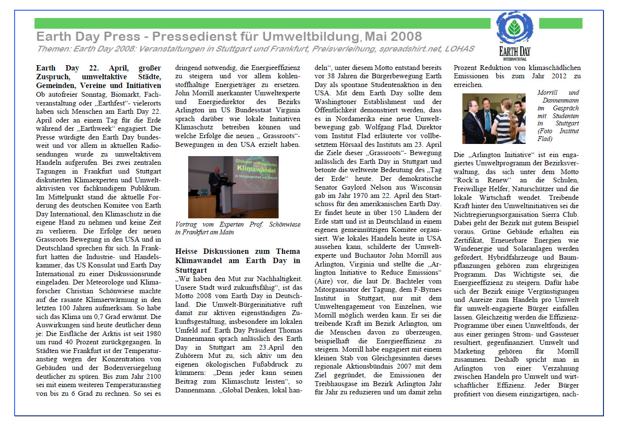 Earth Day Press Newsletter 05/2008