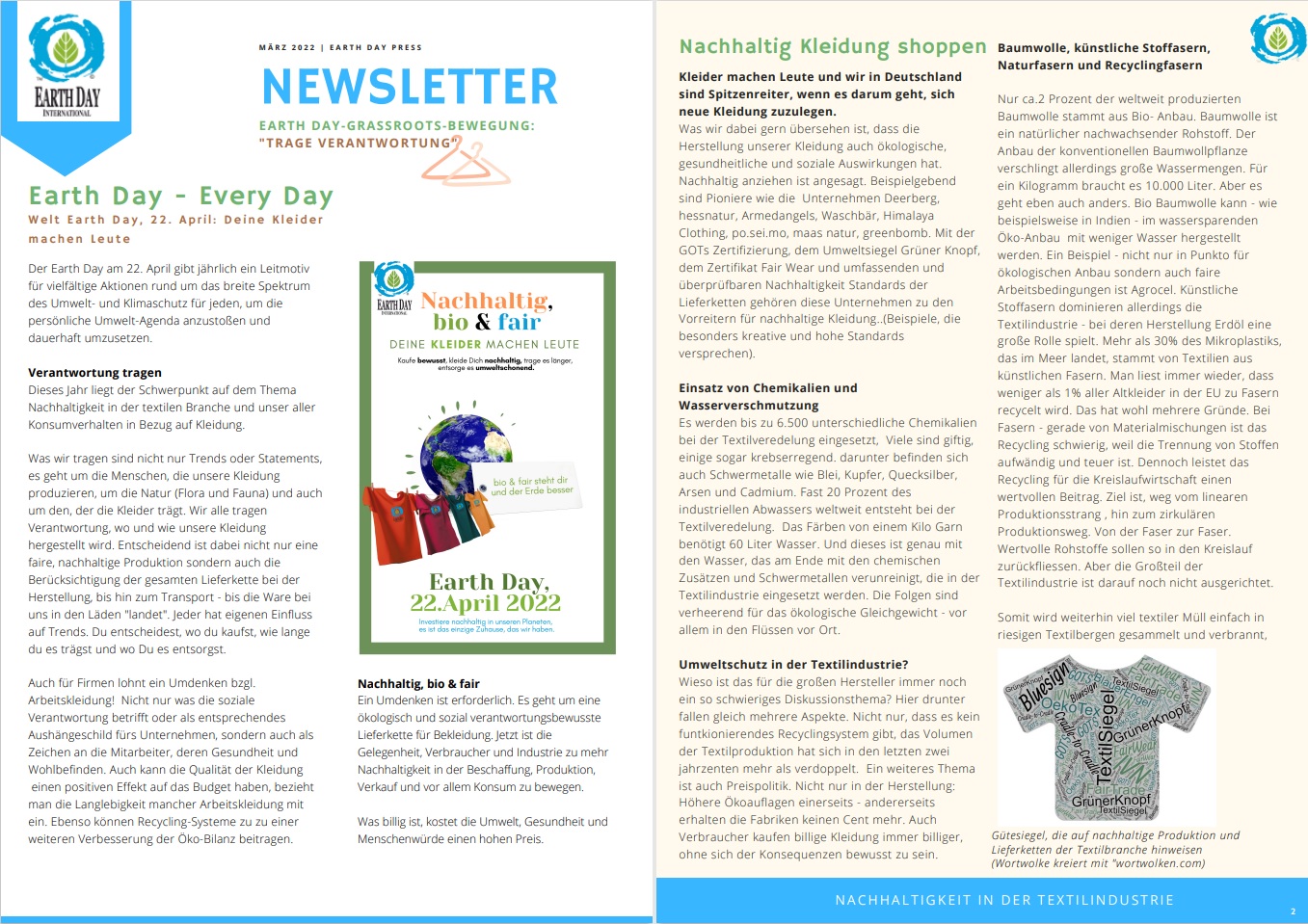 Earth Day Press Newsletter August 2021